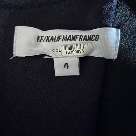 KaufmanFranco Dress Sz 2 Knee Length Heavy Sleeveless Black Blue Timeless Formal - Picture 2 of 7